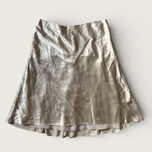 Ann Taylor LOFT Petite Silk Skirt Champagne A-Line Size 6P